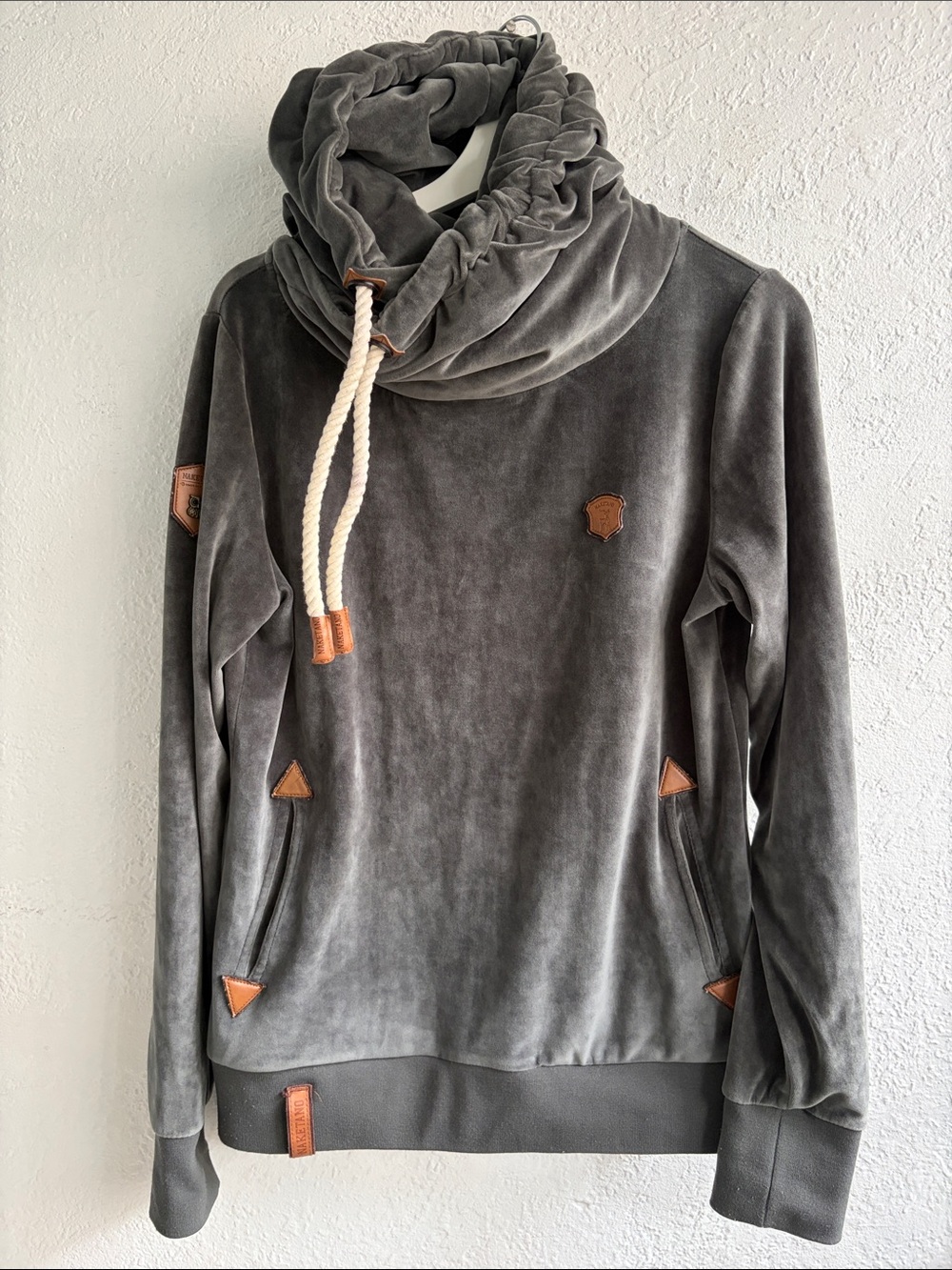 Naketano Velvet Funnel Neck Pullover Sweater - Gray